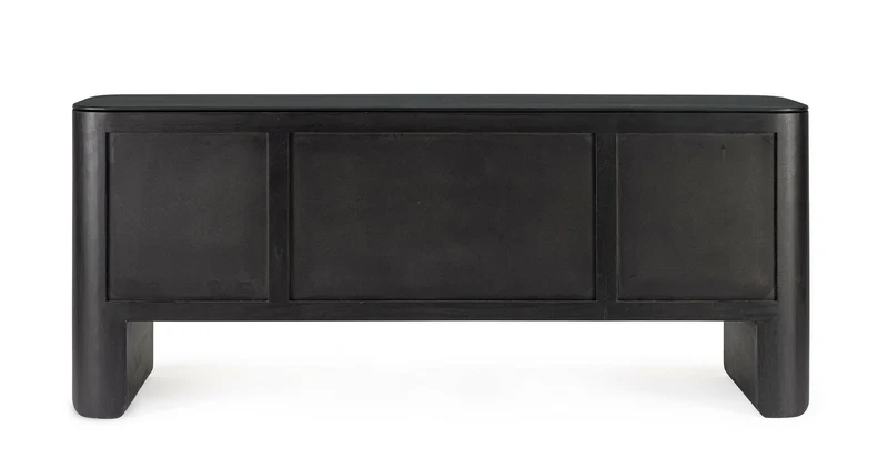 Kommode Sinnar Schwarz | Mangoholz, 4 Türen, 185 cm