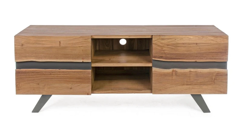 TV-Möbel Aron 160 cm | Akazie massiv, Metalleinlagen, 2 Türen