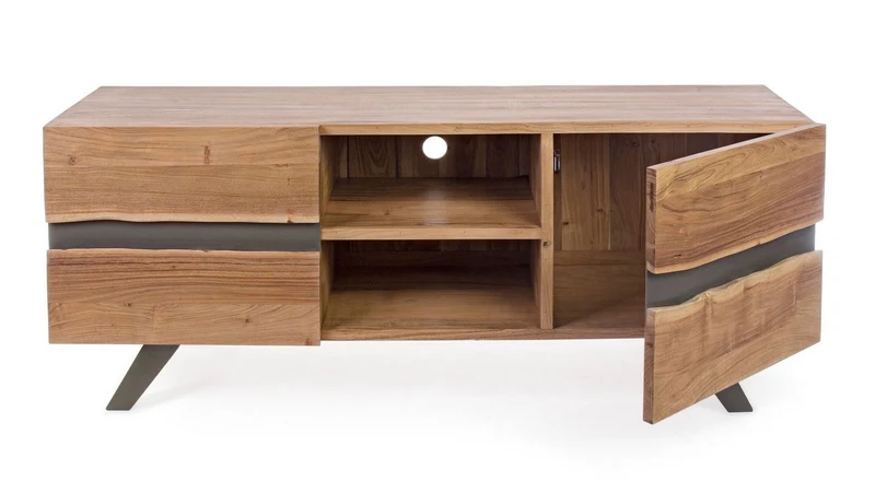 TV-Möbel Aron 160 cm | Akazie massiv, Metalleinlagen, 2 Türen