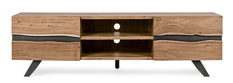 TV-Möbel Aron 190 cm | Akazie massiv, Metalleinlagen, 2 Türen