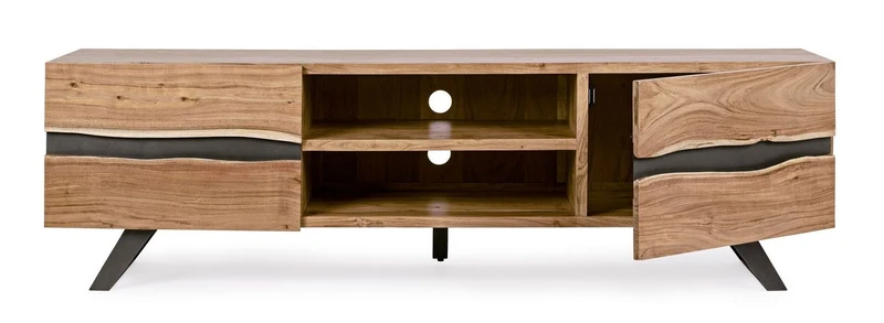 TV-Möbel Aron 190 cm | Akazie massiv, Metalleinlagen, 2 Türen