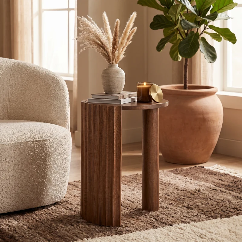 Beistelltisch Orissa Natur | Mangoholz, Ø 50 cm
