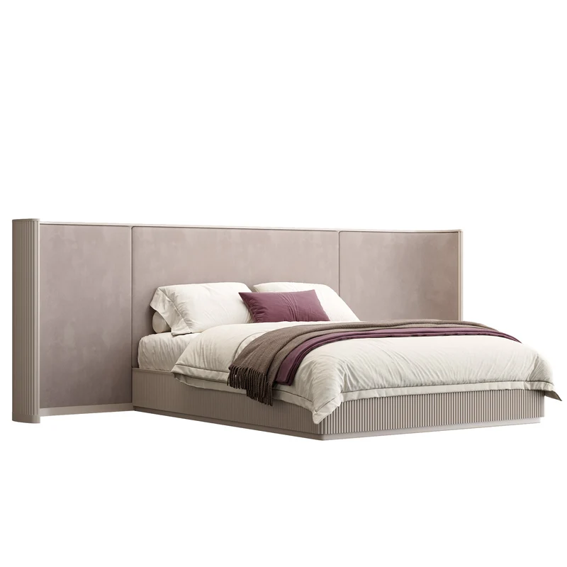 Baxter Bed Alabaster w/ Beige Velvet Headboard