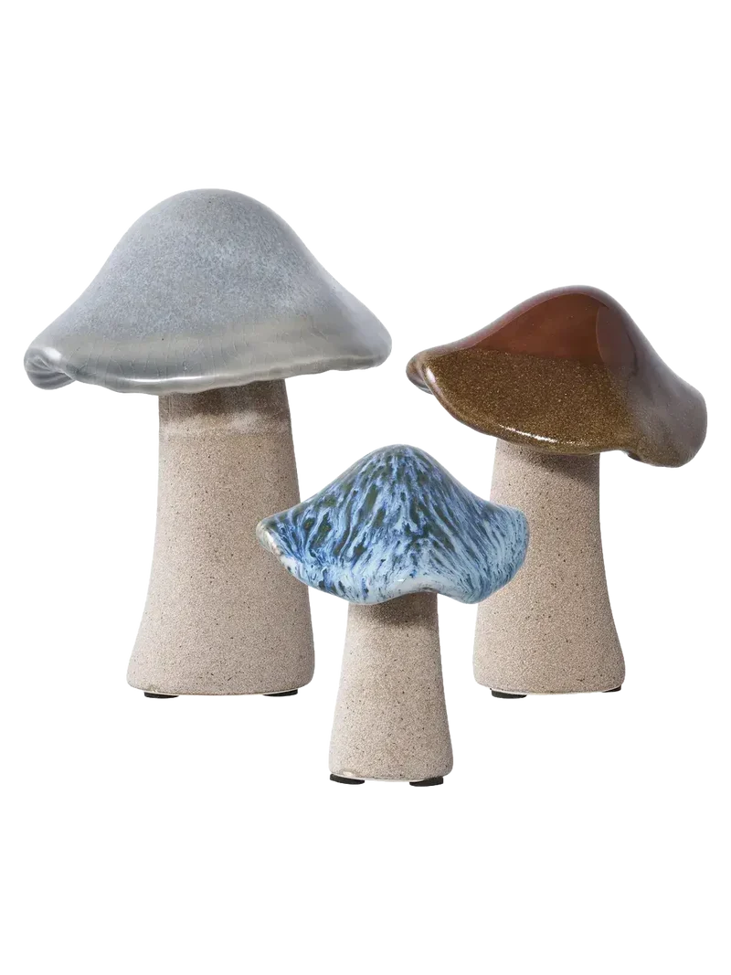 Deko-Pilze Keramik, grün/braun/blau