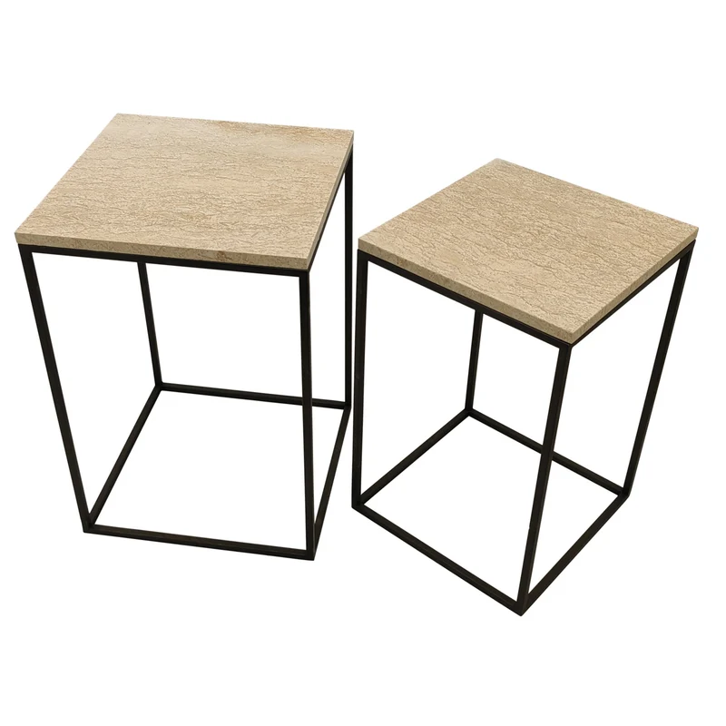 Beistelltisch Volos 2-Set Beige Marmor