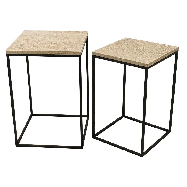 Beistelltisch Volos 2-Set Beige Marmor