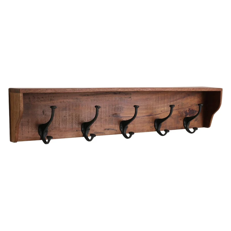 Wandgarderobe aus Altholz mit 5 Haken