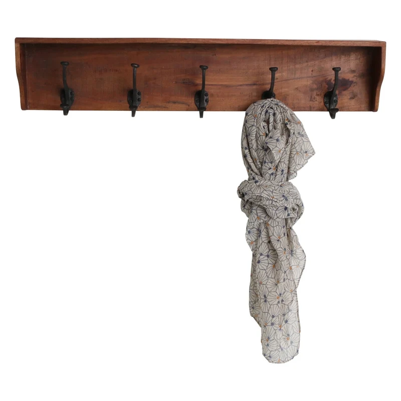 Wandgarderobe aus Altholz mit 5 Haken