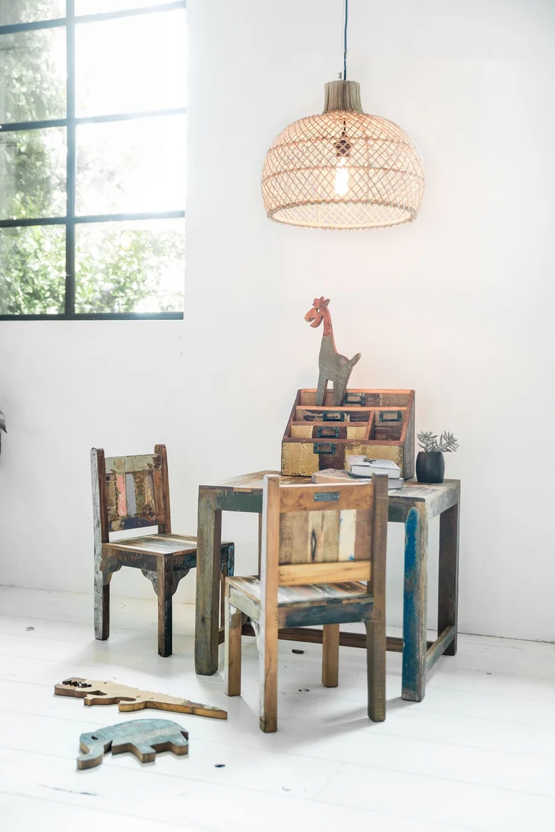 Kinderstuhl im Vintage Shabby-Chic aus Altholz, 2er-Set