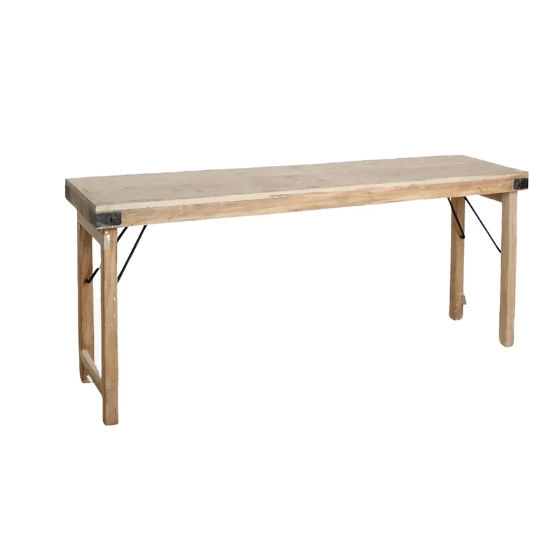 Konsolentisch aus recyceltem Altholz mit Limewash-Finish - klappbar