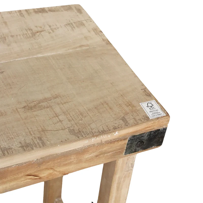 Konsolentisch aus recyceltem Altholz mit Limewash-Finish - klappbar