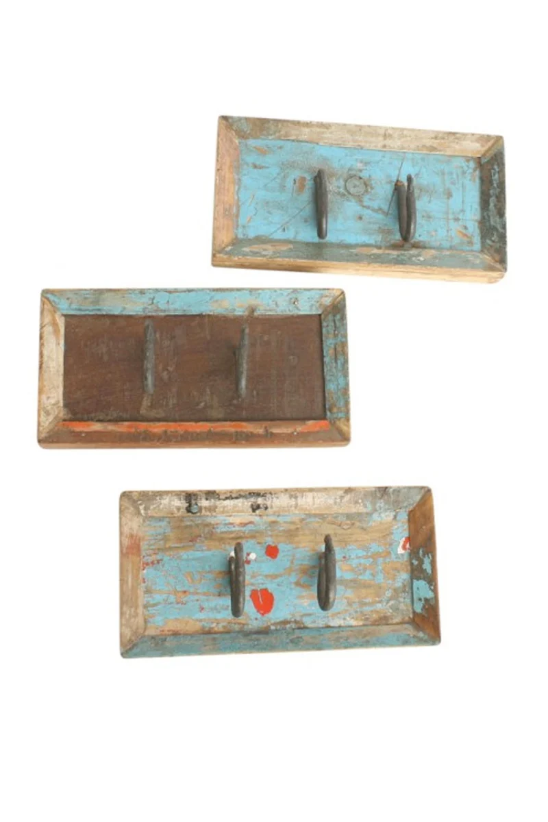 Vintage Wandgarderobe Altholz 2 Haken Handmade
