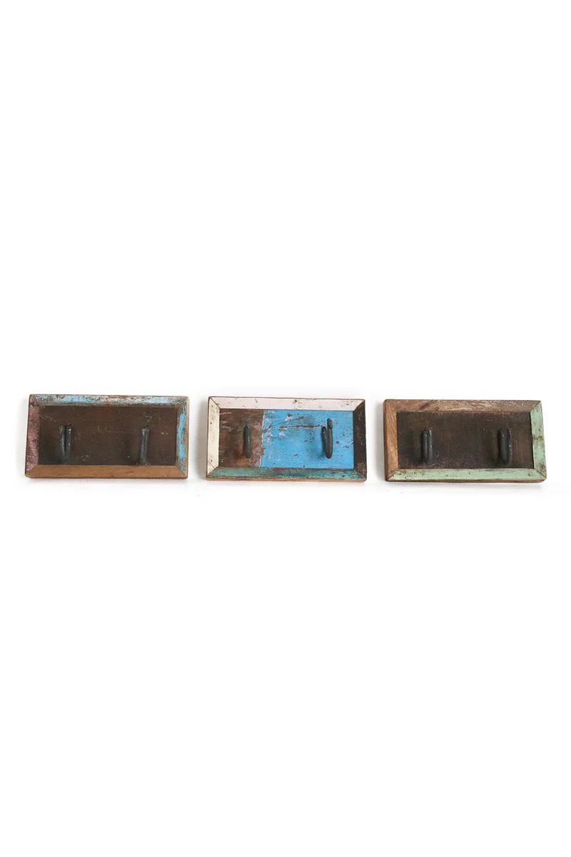 Vintage Wandgarderobe Altholz 2 Haken Handmade
