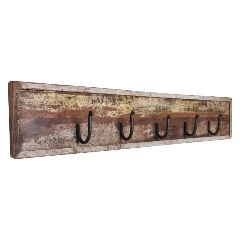 Wandgarderobe aus Altholz 5 Haken Handmade Vintage Industrie Look