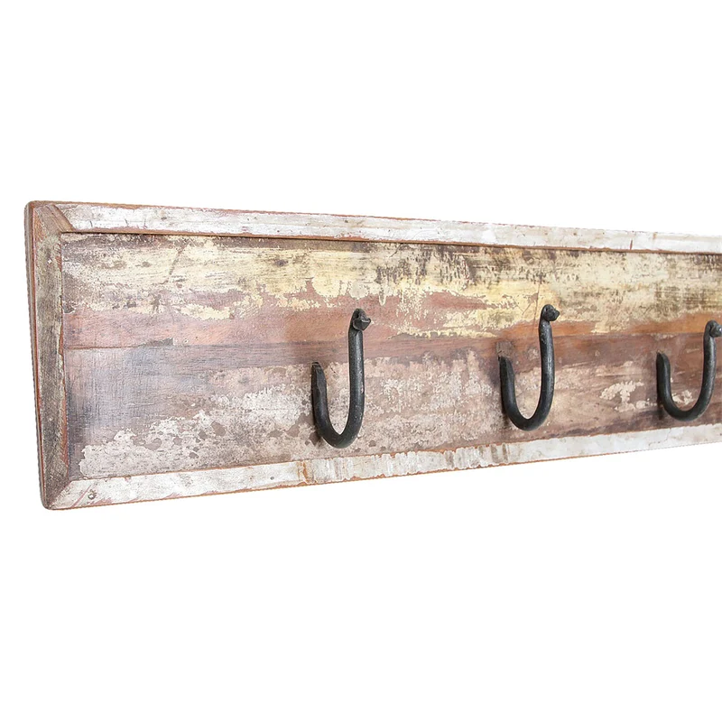 Wandgarderobe aus Altholz 5 Haken Handmade Vintage Industrie Look
