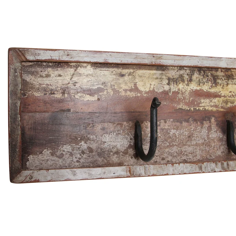 Wandgarderobe aus Altholz 5 Haken Handmade Vintage Industrie Look