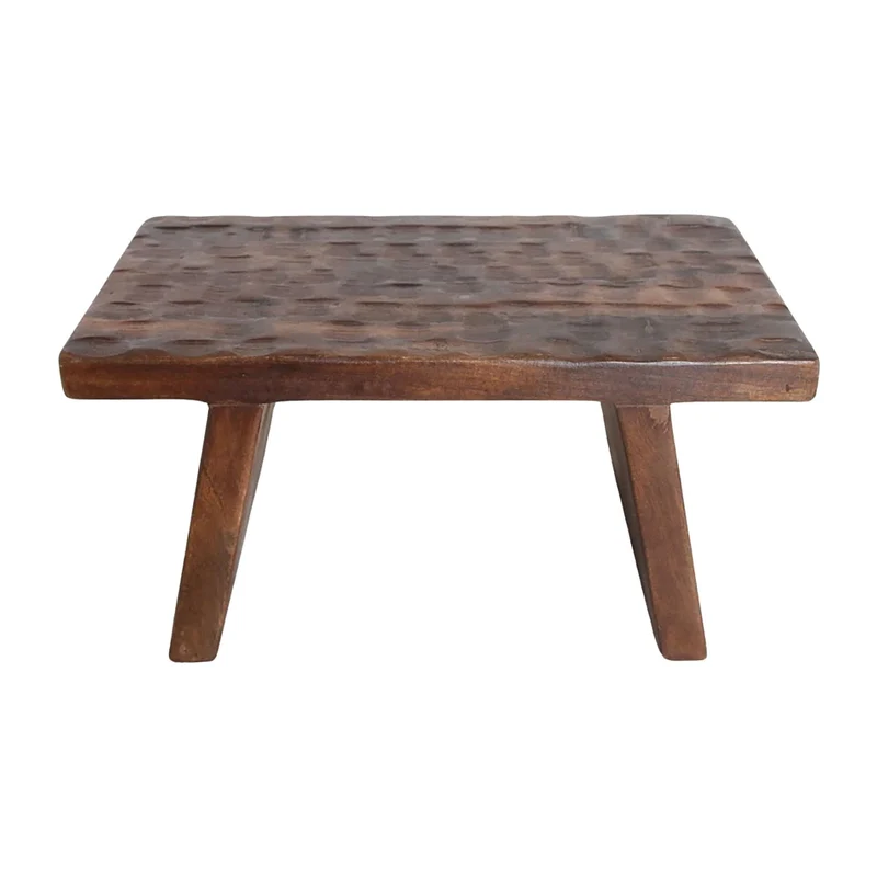Rustikaler Mangoholz-Blumentisch/Hocker