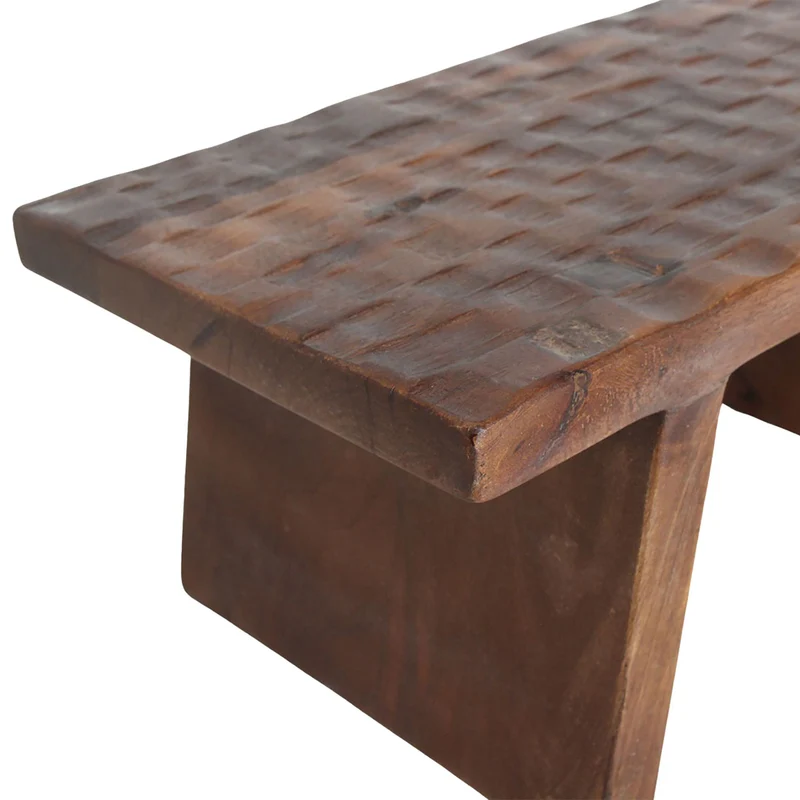 Rustikaler Mangoholz-Blumentisch/Hocker