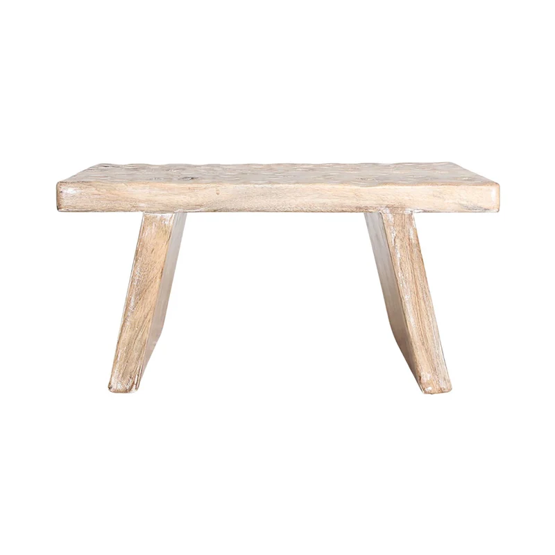Rustikaler Mangoholz-Blumentisch/Hocker