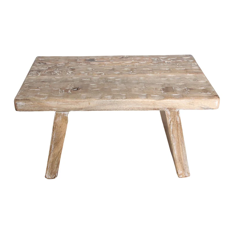 Rustikaler Mangoholz-Blumentisch/Hocker