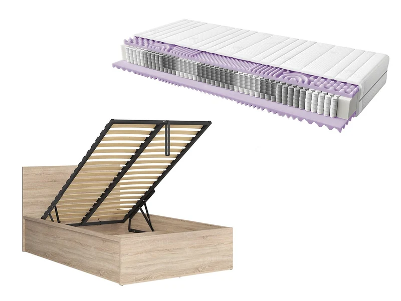 Tetrix Single Bed 120×200 cm + Mimas Mattress Set – Sonoma Oak