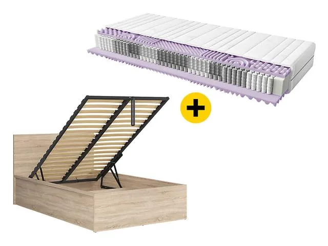 Tetrix Single Bed 120×200 cm + Mimas Mattress Set – Sonoma Oak