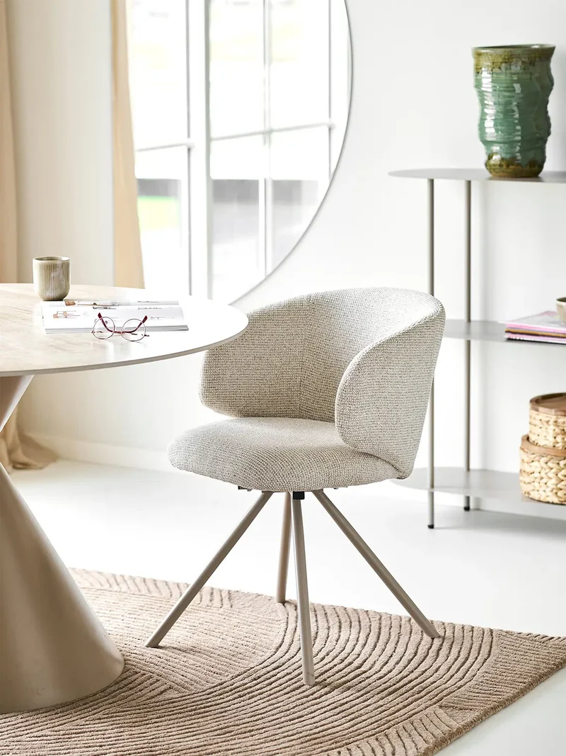 Fulham Esszimmerstuhl Stoff, sand, sandfarbene Beine