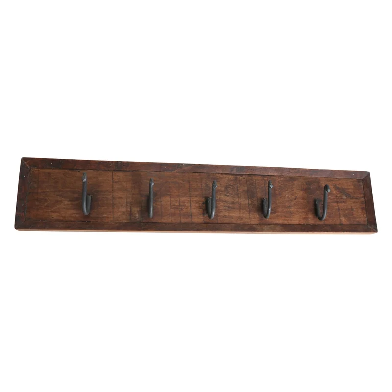 Wandgarderobe aus Holz Vintage mit fünf Haken - Factory Kollektion
