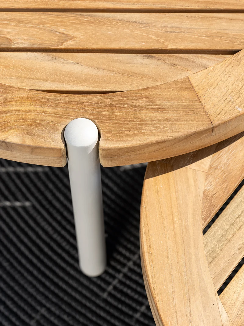 Beistelltisch Taro ø 65x35 cm Aluminium greige Teak