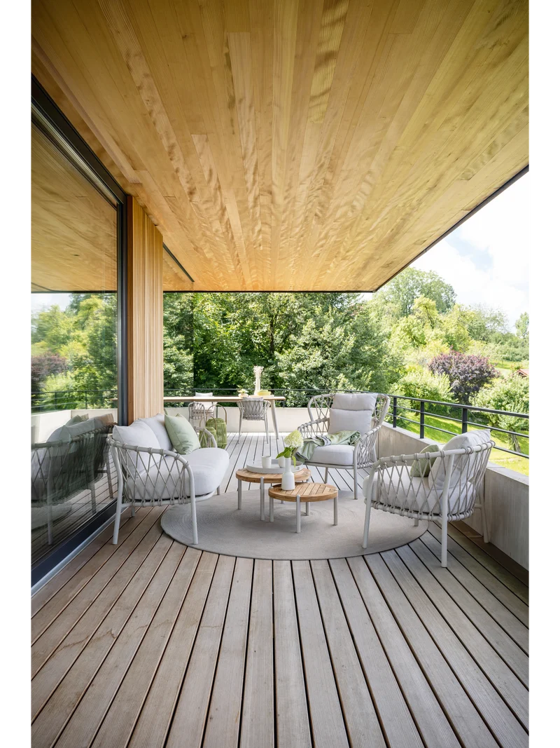Beistelltisch Taro ø 65x35 cm Aluminium greige Teak