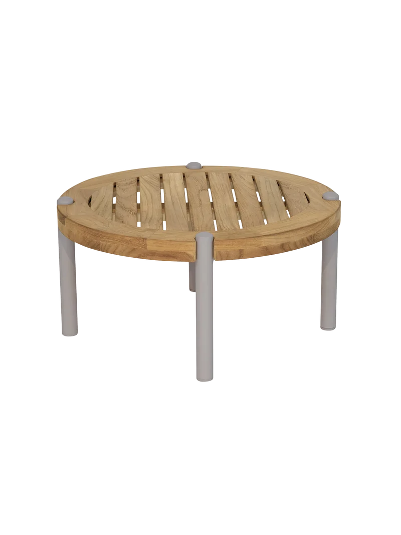 Beistelltisch Taro ø 55x28 cm Aluminium greige Teak