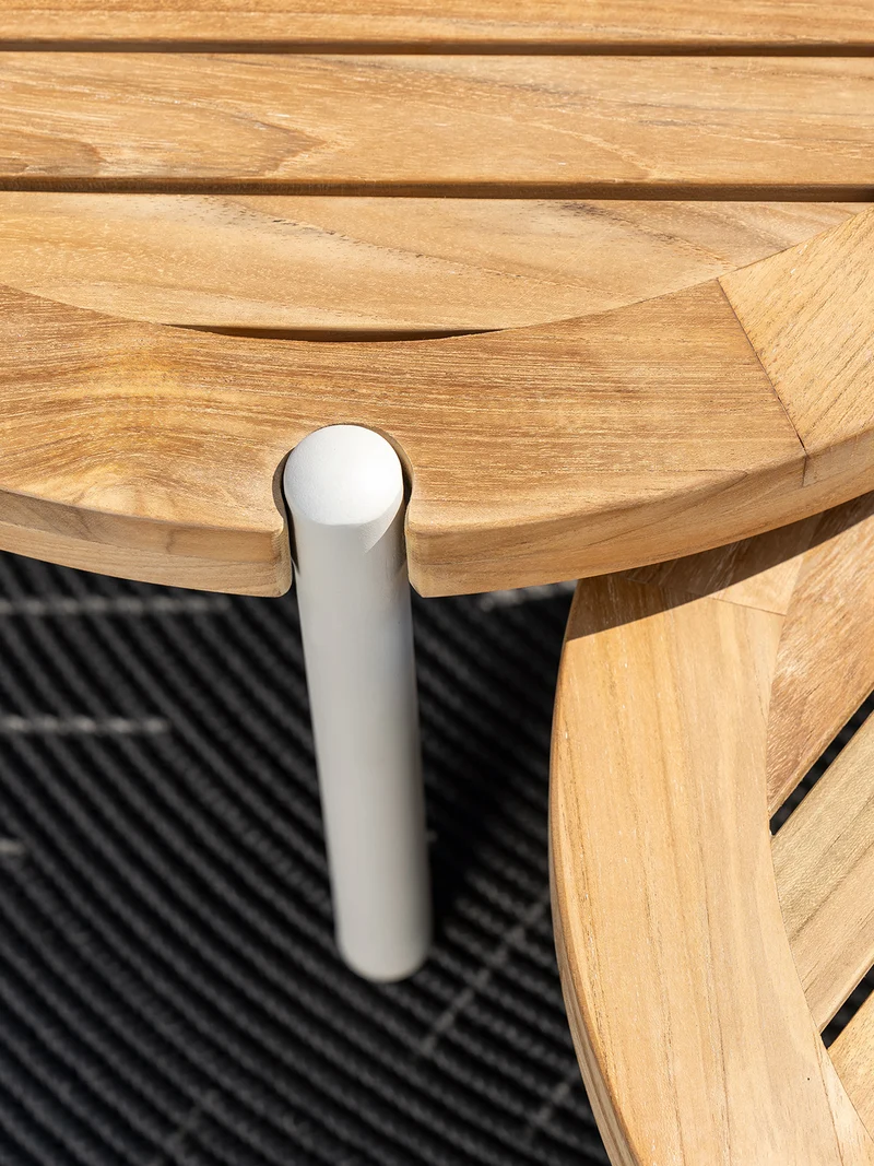 Beistelltisch Taro ø 55x28 cm Aluminium greige Teak