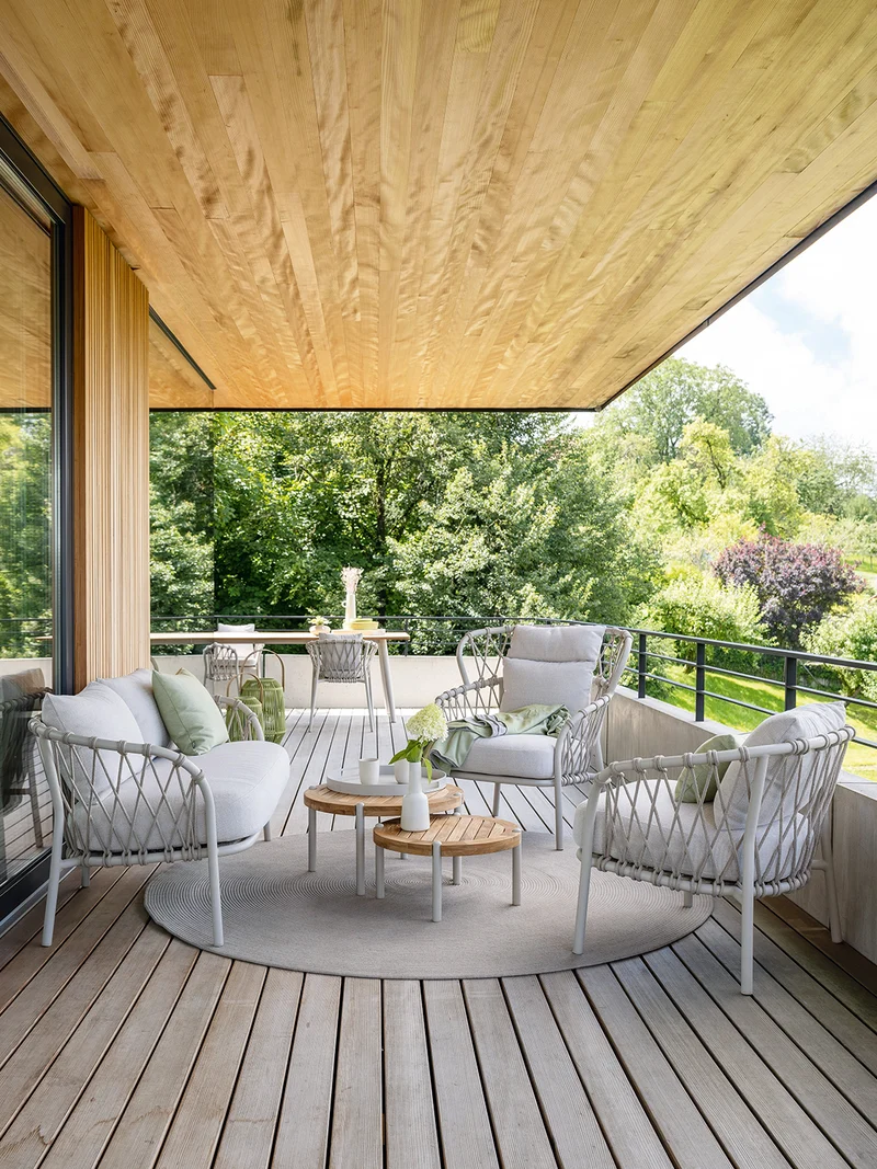 Beistelltisch Taro ø 55x28 cm Aluminium greige Teak