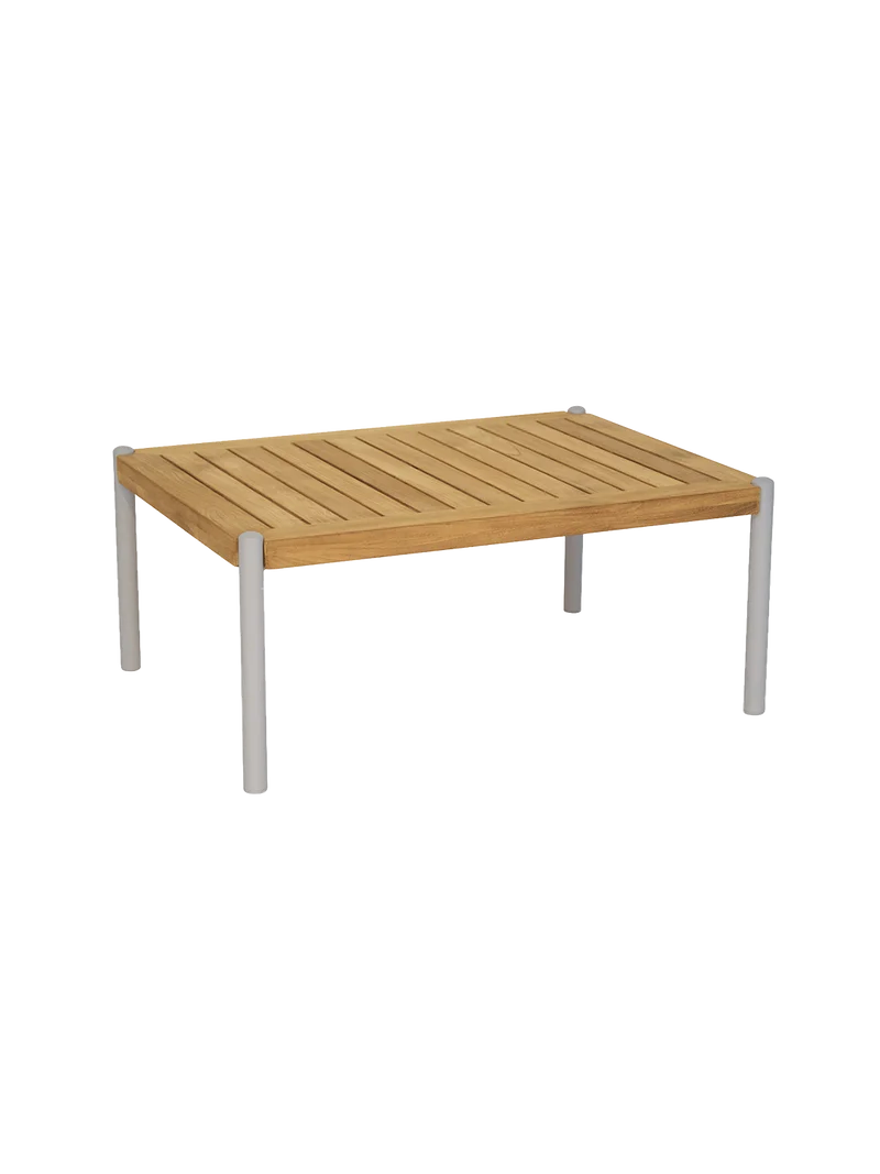 Beistelltisch Taro 80x60x35 cm Aluminium greige Teak