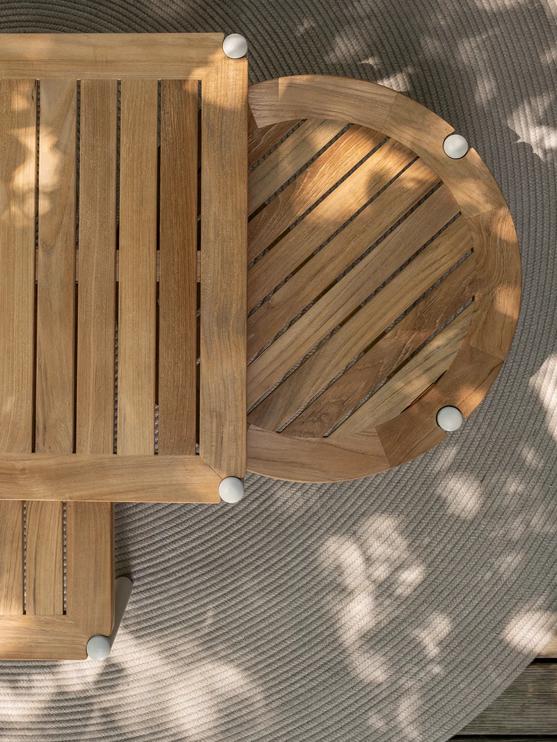 Beistelltisch Taro 80x60x35 cm Aluminium greige Teak