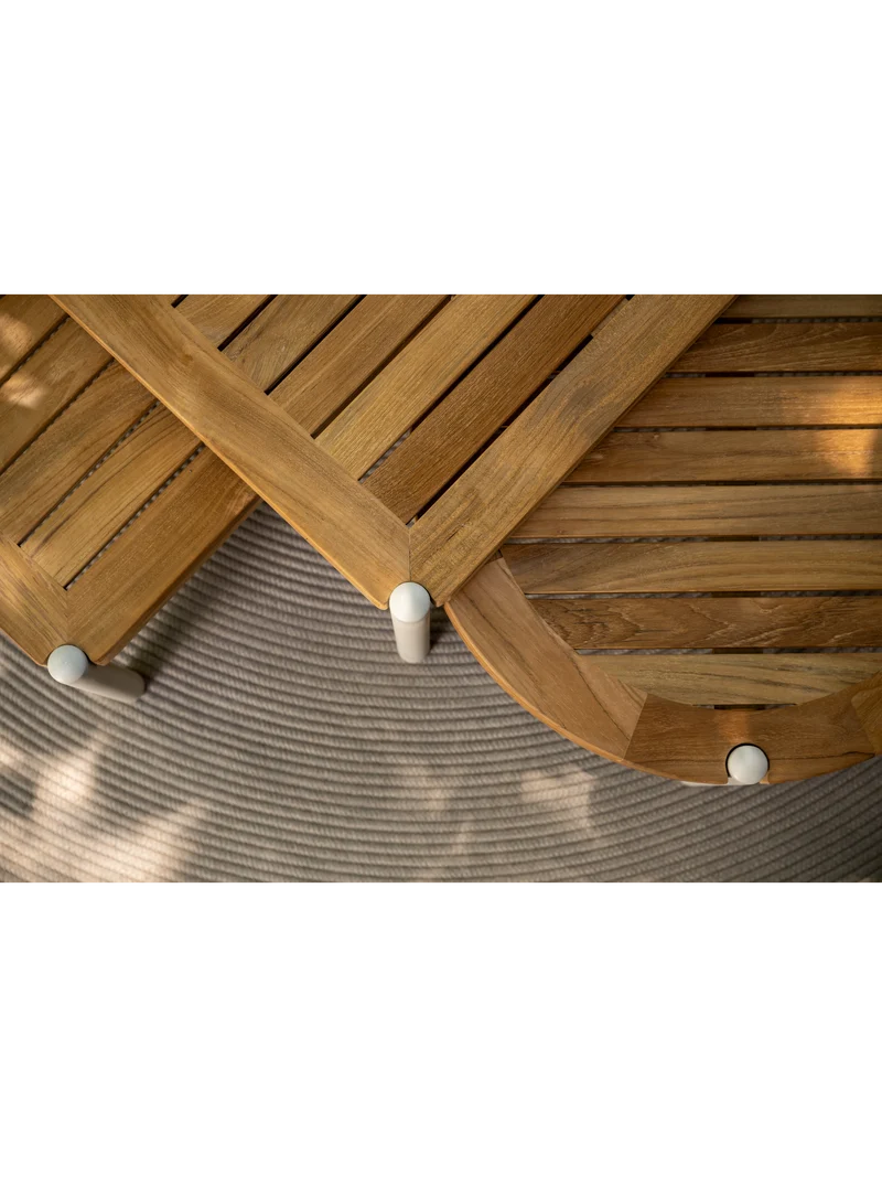 Beistelltisch Taro 80x60x35 cm Aluminium greige Teak