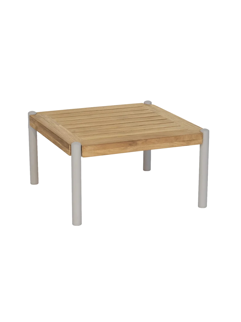 Beistelltisch Taro 50x50x28 cm Aluminium greige Teak