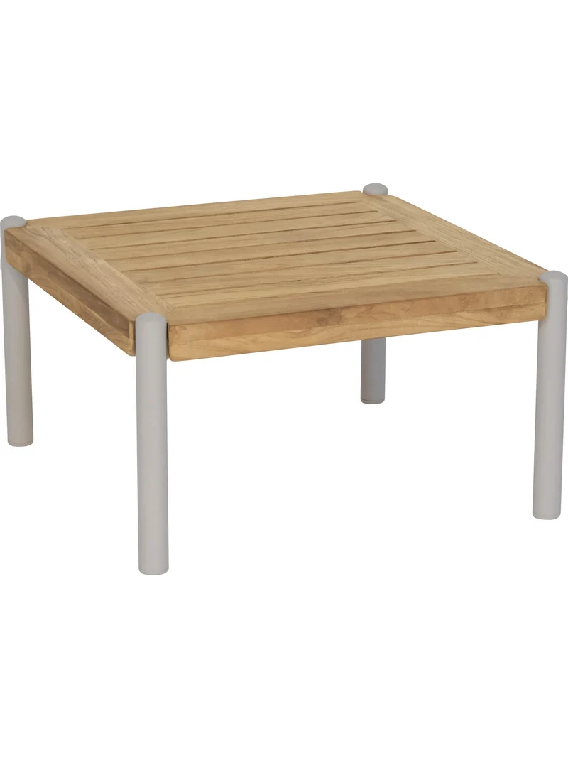 Beistelltisch Taro 50x50x28 cm Aluminium greige Teak