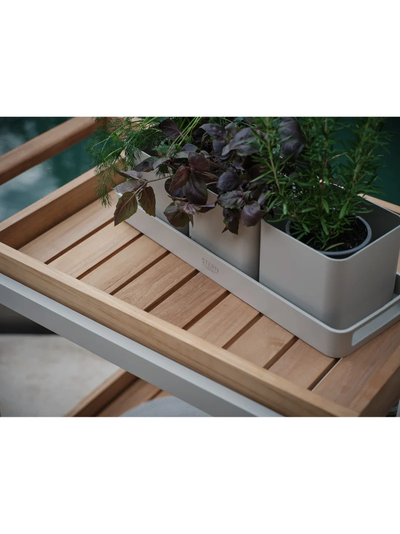 Servierwagen Frido 86x58x77 cm Aluminium greige Teak FSC®-zertifiziert