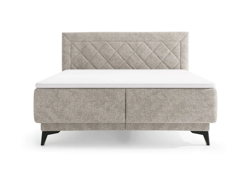 Zalea Upholstered Bed 160×200 cm – Quilted Headboard, Pocket Spring Mattress, 4cm Topper & Gas-Lift Storage