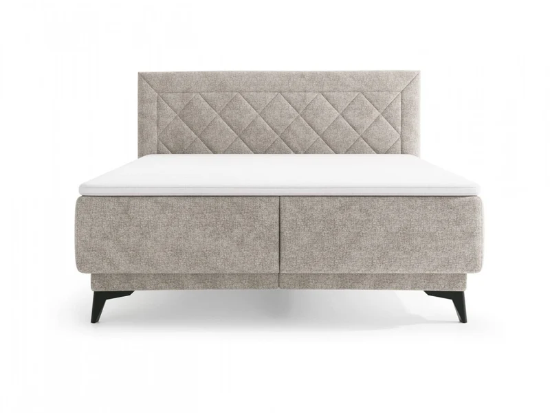 Zalea Upholstered Bed 160×200 cm – Quilted Headboard, Pocket Spring Mattress, 4cm Topper & Gas-Lift Storage