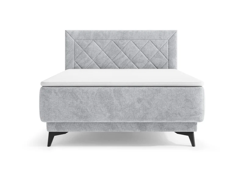 Zalea Upholstered Bed 140×200 cm – Pocket Spring Mattress, 4 cm Premium Topper, Gas-Lift Storage & Tall Quilted Headboard | Neve 80