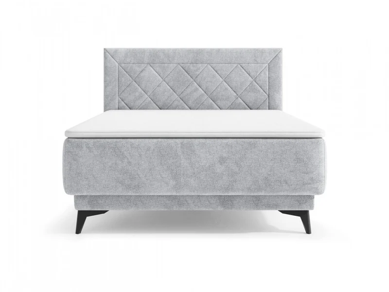 Zalea Upholstered Bed 140×200 cm – Pocket Spring Mattress, 4 cm Premium Topper, Gas-Lift Storage & Tall Quilted Headboard | Neve 80