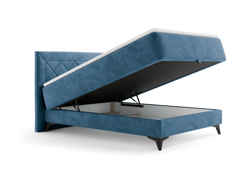 Zalea Upholstered Bed 120×200 cm – Pocket Spring Mattress, 4 cm Premium Topper, Gas-Lift Storage & Tall Quilted Headboard | Neve 74