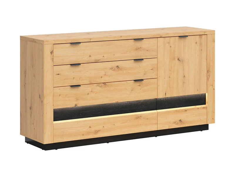 Ostia Chest of Drawers – Artisan Oak / Black Sparkle
