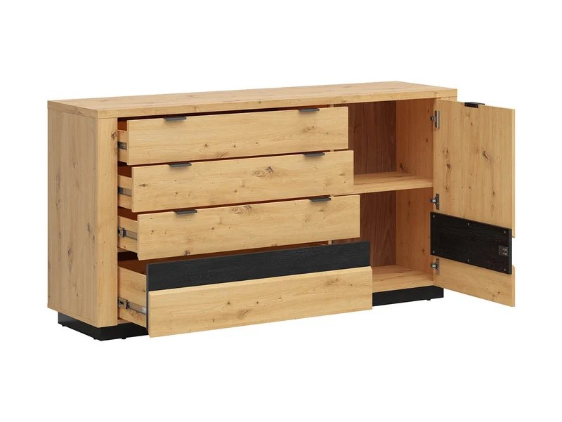 Ostia Chest of Drawers – Artisan Oak / Black Sparkle