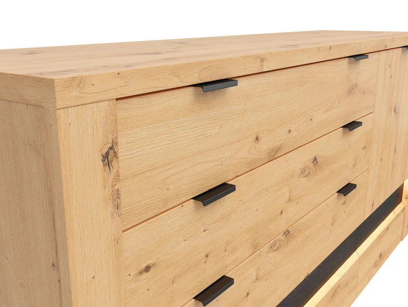 Ostia Chest of Drawers – Artisan Oak / Black Sparkle
