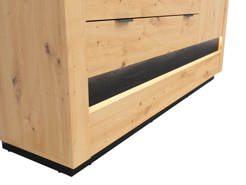 Ostia Chest of Drawers – Artisan Oak / Black Sparkle