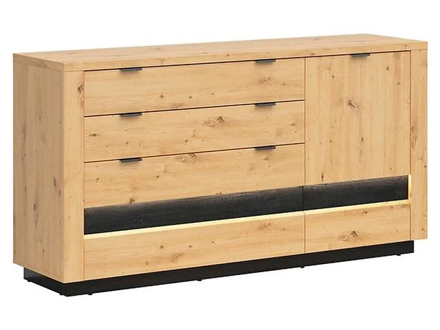 Ostia Chest of Drawers – Artisan Oak / Black Sparkle