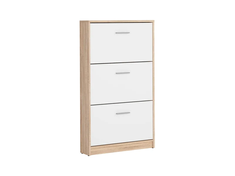 Nepo Plus Shoe Cabinet 3 Compartments – Sonoma Oak / White